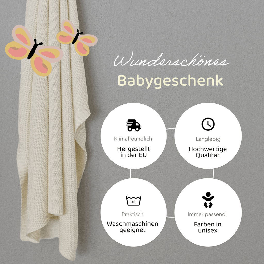 Kuschelige Neugeborenen Decke hängt von oben, wunderschönes Babygeschenk, klimafreundlich hergestellt in der EU, hochwertige Qualität
